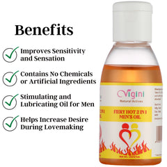 Vigini Plus 100% Natural Actives Fiery Hot 2 In 1 Lubricant Men's Oil