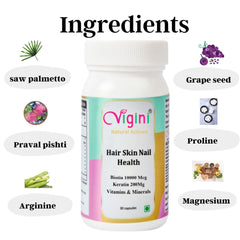 Vigini 100% Natural Actives Hair Skin Nail Beauty Health 30 Capsules
