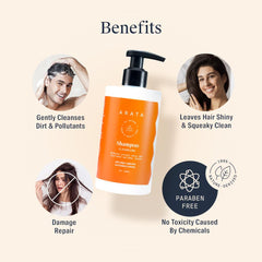 Arata Natural Cleansing Shampoo | All-Natural, Vegan & Cruelty-Free | Removes Excess Oil & Restores Natural Shine 300ml