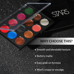 Stars Cosmetics Multicolor 12-Shade Heavily Pigmented Cream Eyeshadow Palette 36g