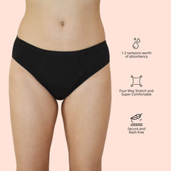 QNIX BacQup Period Underwear | Small | Black | Pack of 2