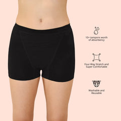 QNIX Boxer Brief Period Underwear | Large | Black