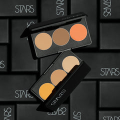 Stars Cosmetic 3-Colors No.2 Medium, Dark, Orange Corrector/ Concealer Palette 15g