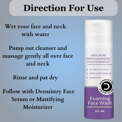 Dermistry Anti Acne Oil Control Foaming Face Wash } 2% Salicylic Acid | 150ml