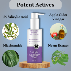 Dermistry Anti Acne Body Wash | 1% Salicylic Acid Apple Cider Vinegar | 200ml