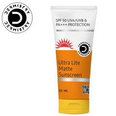 Dermistry Matte Finish Water-Based Sunscreen for Oily Skin | SPF 50 UVA UVB PA+++ Protection | 50ml
