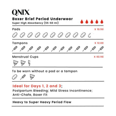 QNIX Boxer Brief Period Underwear | Large | Black | Pack of 2
