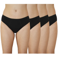 QNIX BacQup Period Underwear | Medium | Black | Pack of 4
