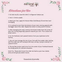 Natural Vibes Rose Quartz Roller & Massager with FREE Gold Beauty Elixir Oil