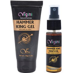 Vigini 100% Natural Actives Hammer King Lubricant Lube Gel with MenÃ•s Massage Oil 90g (Pack of 2)