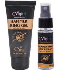 Vigini 100% Natural Actives Hammer King Lubricant Lube Gel with CFC Free Water Based Deodorant Men's Delay Spray 90g (Pack of 2)
