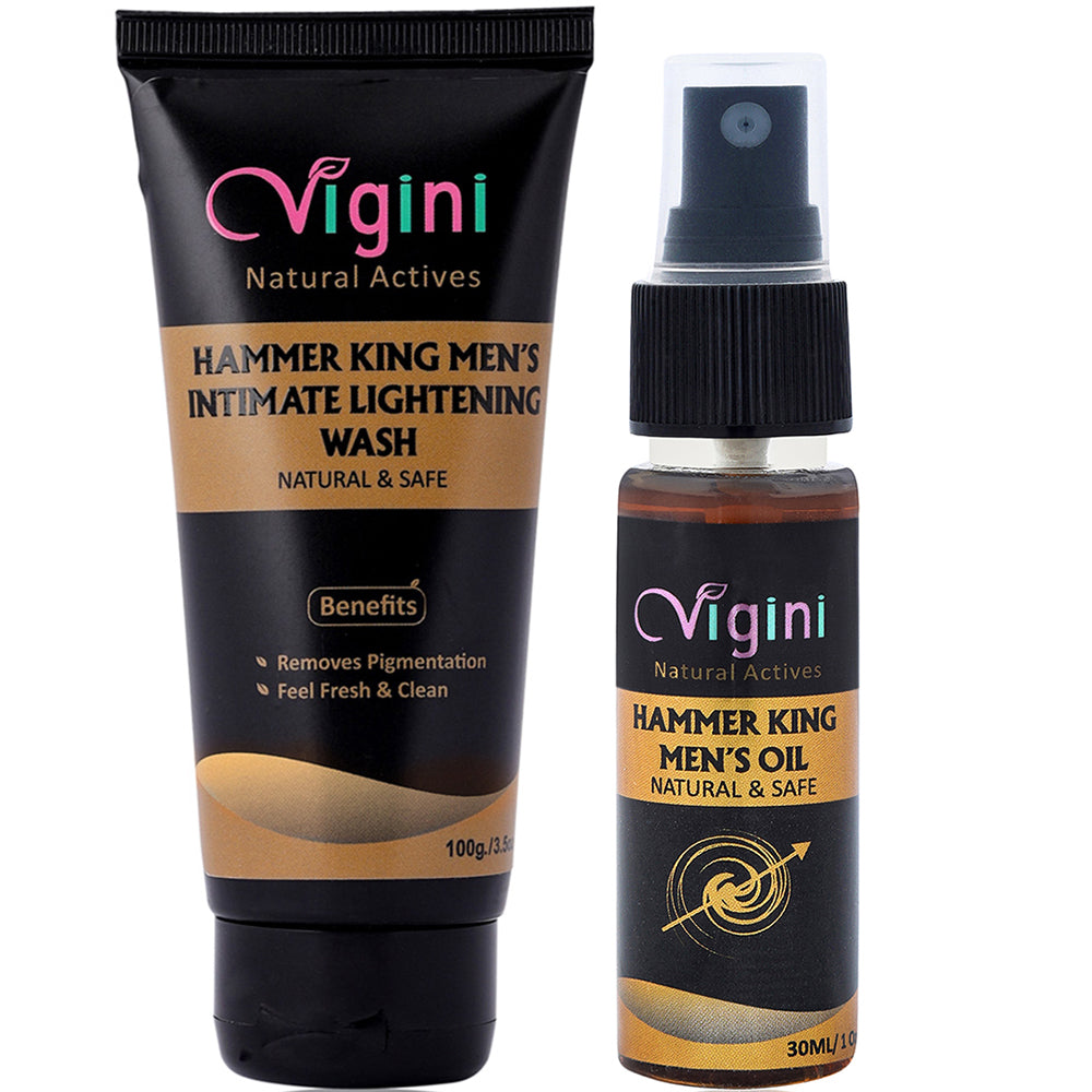 Vigini 100% Natural Actives Hammer King Men's Intimate Lightening Whitening Wash with Men's Lubricant Oil 130g (Pack of 2)