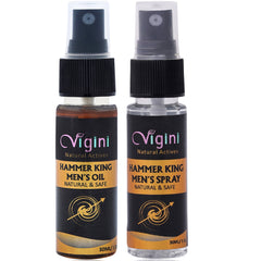 Vigini 100% Natural Actives Hammer King Men's Lubricant Oil with CFC Free Water Based Deodorant Men's Delay Spray 60ml (Pack of 2)
