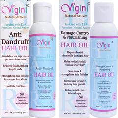 Vigini Anti-Dandruff + Damage Control & Nourishing Tonic Hair Oils (Set of 2) 100ml Each