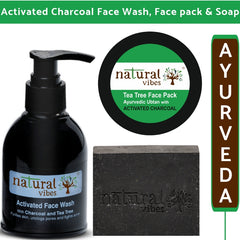 Natural Vibes Ayurvedic Activated Charcoal Skin Care Regime (Pack of 3)