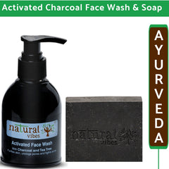 Natural Vibes Ayurvedic Activated Charcoal Face Wash and Soap Combo (Pack of 2)