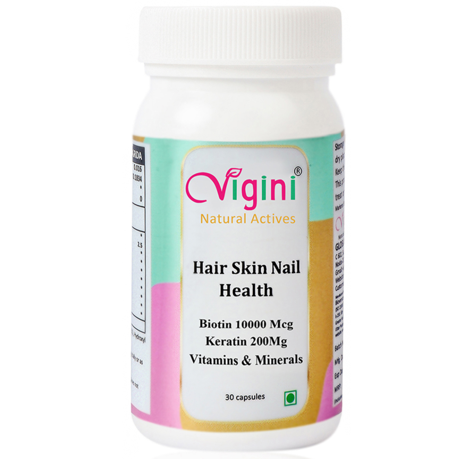Vigini 100% Natural Actives Hair Skin Nail Beauty Health 30 Capsules