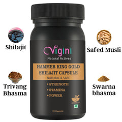 Vigini 100% Natural Actives Hammer King Gold Shilajit/Shilajeet Capsule 30 Capsules