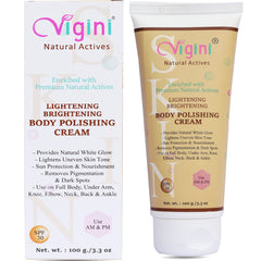 Vigini Skin Lightening & Whitening Body Polishing Cream 100g + Under Eye Bye Bye Dark Circle Puffiness Removal Gel Cream 20g (Pack of 2)