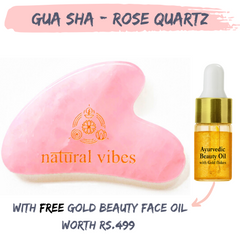 Natural Vibes Rose Quartz Gua Sha with FREE Gold Beauty Elixir Oil 3 ml