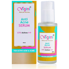 Vigini 15% Actives Anti Acne Face Serum 30ml & 26% Actives Foaming Toning Cleansing Wash 150ml