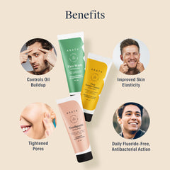 Arata Essential Morning Regime With Facewash, Face Serum-Cream & Toothpaste | All Natural, Vegan & Cruelty-Free | Radiant, Healthy Skin 150ml