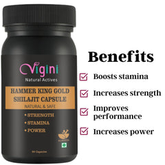 Vigini 100% Natural Actives Hammer King Gold Shilajit/Shilajeet Capsule 30 Capsules