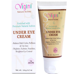 Vigini Under Eye Bye Bye Dark Circle Puffiness Removal Gel Cream 20g + D-Tanning Exfoliating Scrub & Polishing Wash 200ml (Pack of 2)