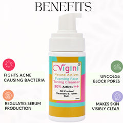 Vigini 30% Actives Anti Acne Oil Control Foaming Toning Cleansing Face Wash 150ml