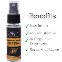 Vigini 100% Natural Actives Hammer King CFC Free Water Based Deodorant Men's Delay Spray 30ml