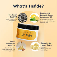 Arata Natural Lip balm for Intense Moisturizing | Cocoa & Mango butter 10g