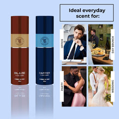 Fragrance & Beyond Body Deodorant for Men (Pack of 2) - 200ml Each | Blaze, Dapper