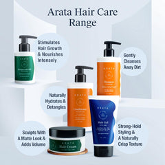 Arata Natural Hair Care Essentials | All-Natural, Vegan & Cruelty-Free | Cleansing & Styling 850ml