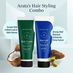 Arata Natural Hair Styling Combo | All Natural,Vegan & Cruelty Free | For Nourishing, Styling & Strong Hold 100ml
