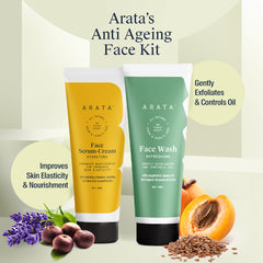 Arata Natural Anti-Aging Face Kit | All-Natural, Vegan & Cruelty-Free | Enhanced Nourishment For Improved Skin Elasticity 100ml