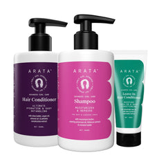 Arata Advanced Curl Care Hair Shampoo 300ml, Rinse-Out Conditioner 300ml & Leave-In Conditioner 100ml