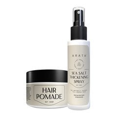Arata Pro Grooming Set With Sea Salt Thickening Hair Spray 50ml & Hair Pomade 50g