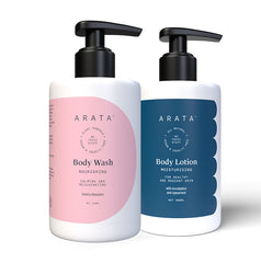 Arata Hydrating Bath & Body Combo | Nourishing Body Wash + moisturising Body Lotion | 300ml + 300ml