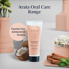 Arata Natural Refreshing Toothpaste | All-Natural, Vegan & Cruelty-Free | Fluoride-Free Formula Fights Bacteria & Tooth Decay (Pack of 2) 200ml