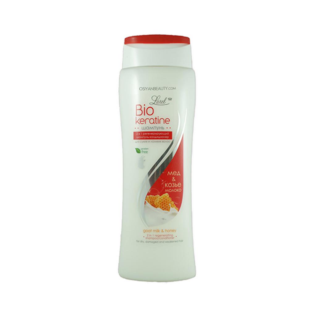 Larel BIO KERATINE Shampoo+Conditioner 2in1 With Goat Milk & Honey Regenerating For Dry, Damaged, Weakened Hair (400 ml)