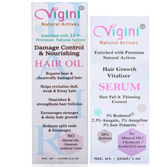 Vigini Damage Control & Nourishing Tonic Hair Oil & Redensyl Hair Growth Vitalizer Serum Combo 130ml