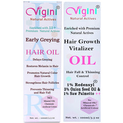 Vigini Natural Redensyl Hair Growth Vitalizer Oil & Early Greying Prevention Revitalizer Hair Oil Combo 200ml