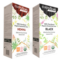 Cultivator's Organic Hair Color Kit- Two Step Natural Coloring Kit (Henna & Black)  200g