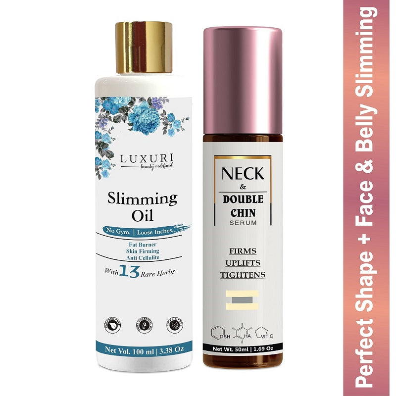 LUXURI Perfect Shape Up Combo | Slimmimg Oil 100ml & Face Slimming Serum 50ml