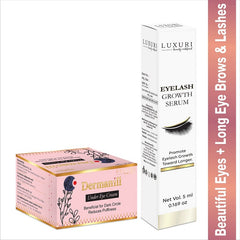 LUXURI Dark Circles Under Eye Cream & Eyebrows & Eyelash Growth Serum Combo 80ml