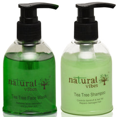 Natural Vibes Ayurvedic Tea Tree Face Wash and Shampoo Everyday Treatment (Pack of 2)