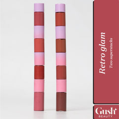 Gush Beauty Retro Glam Lip Kit - BROWN AND LOVELY / THINK PINK | 8.4 ml each