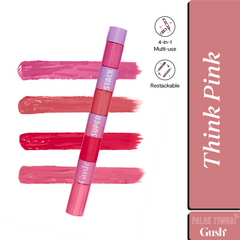 Gush Beauty Retro Glam Lip Kit - BROWN AND LOVELY / THINK PINK | 8.4 ml each
