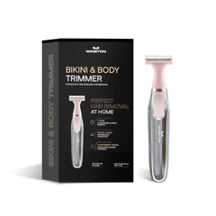 WINSTON Electric Cordless 3 in 1 Body Bikini Eyebrow Trimmer Shaver Rechargeable Battery Operated (42W Pink Silver)