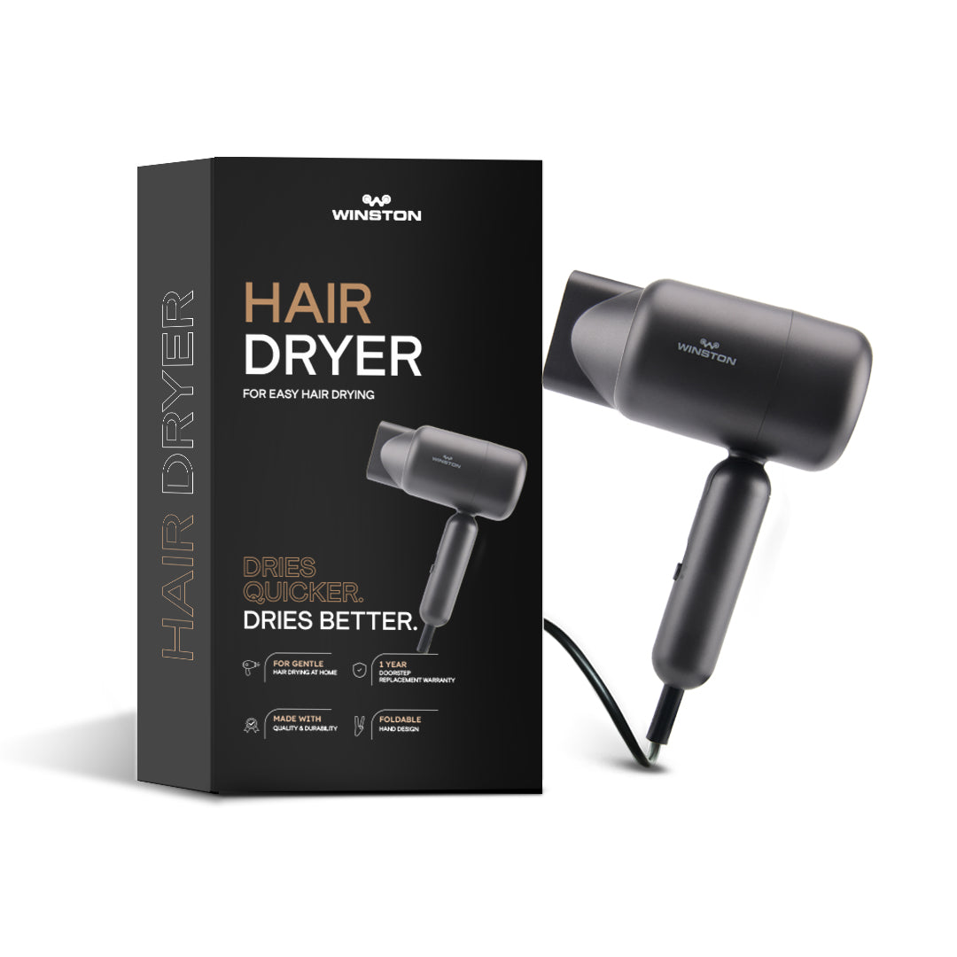 WINSTON Hair Dryer Hot & Cool Air Modes Multiple Speed Gears Hair Styler (1200W Grey)